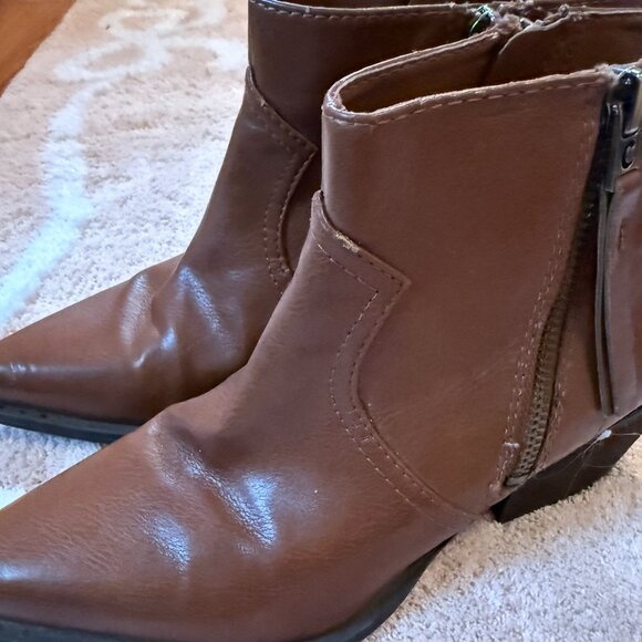 Circus by Sam Edelman Women's Brown Leather Ankle Booties - Size 7 - Picture 3 of 4